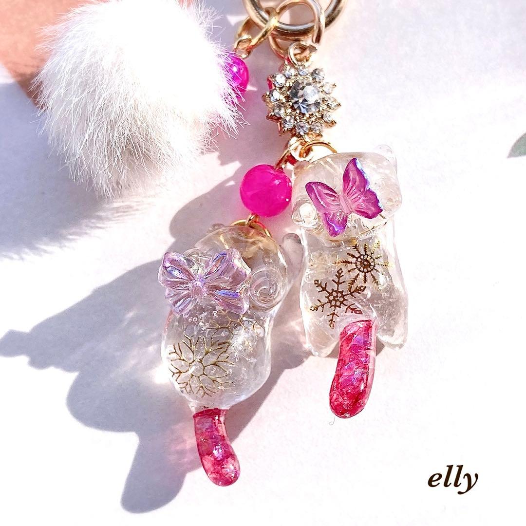 【ゼロ様】1603.天然石　水晶　琉球ガラス　紅葉　じゃれ猫　レジン　チャーム