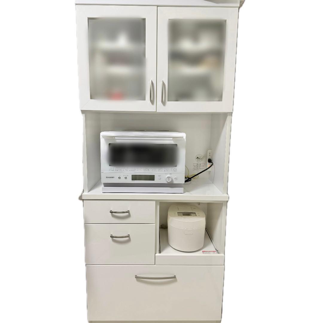 ニトリ食器棚 コパン ホワイト 大型 食器棚 幅80 高さ181 キッチン収納