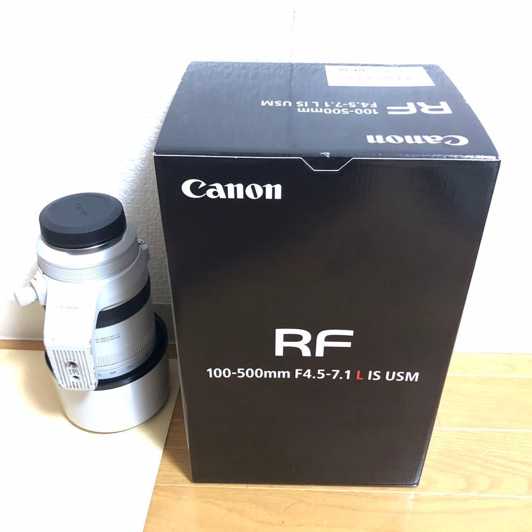 canon レンズ　RF100 500 箱付き　前玉傷、躯体ヒビ