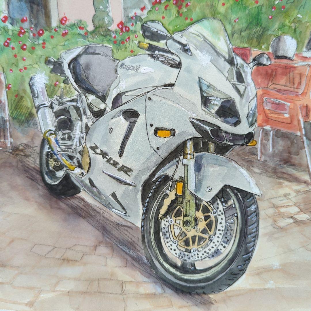guにてバイク水彩画