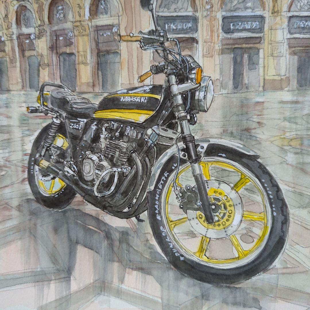 guにてバイク水彩画