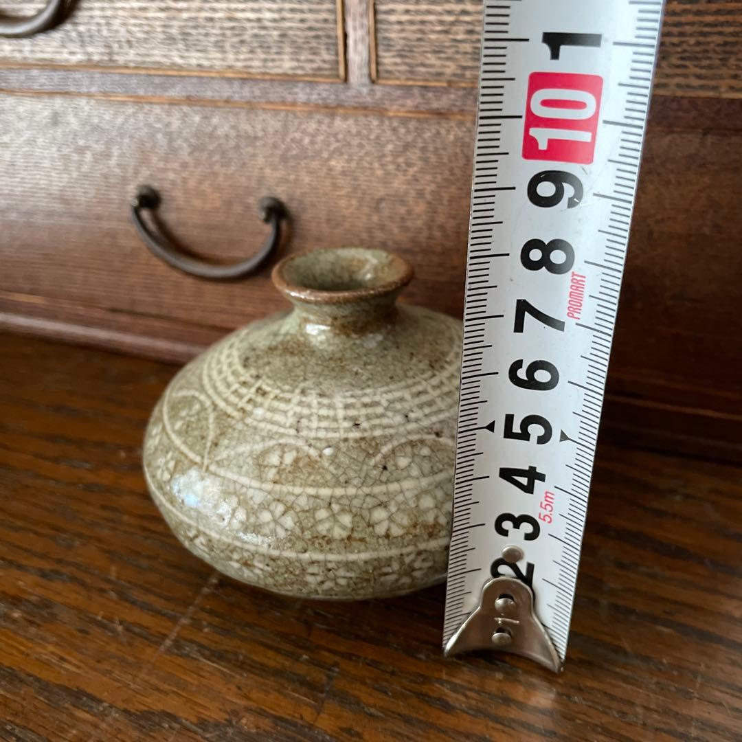 油壺　油壷　江戸後期 古瀬戸系 灰釉貫入 民藝 古道具 一輪挿し