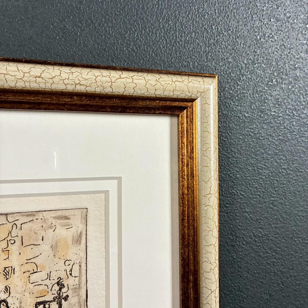 美品 ジョアン・アイザック「フランスモンパジエ町役場」エッチング+手彩 サイン有