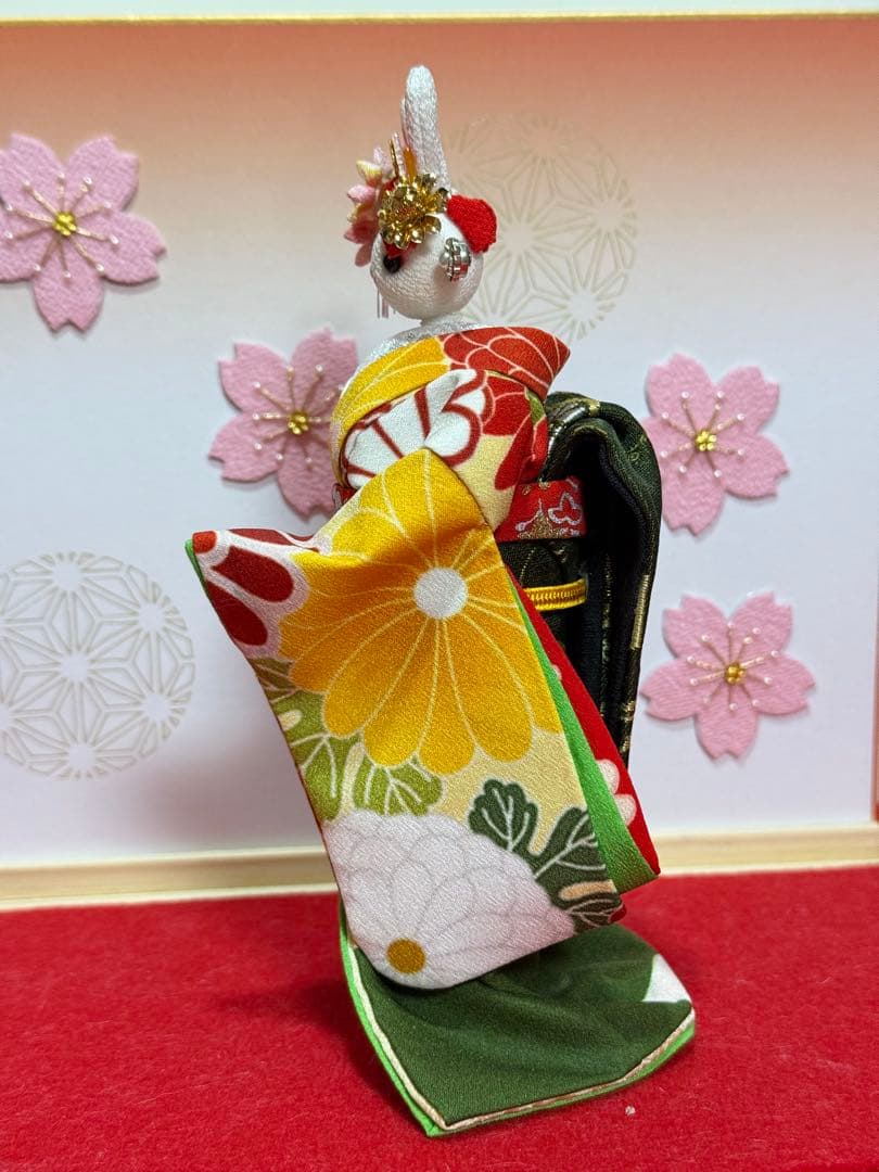 桜花の舞妓さん　創作ちりめんうさぎ人形　ちりめん人形
