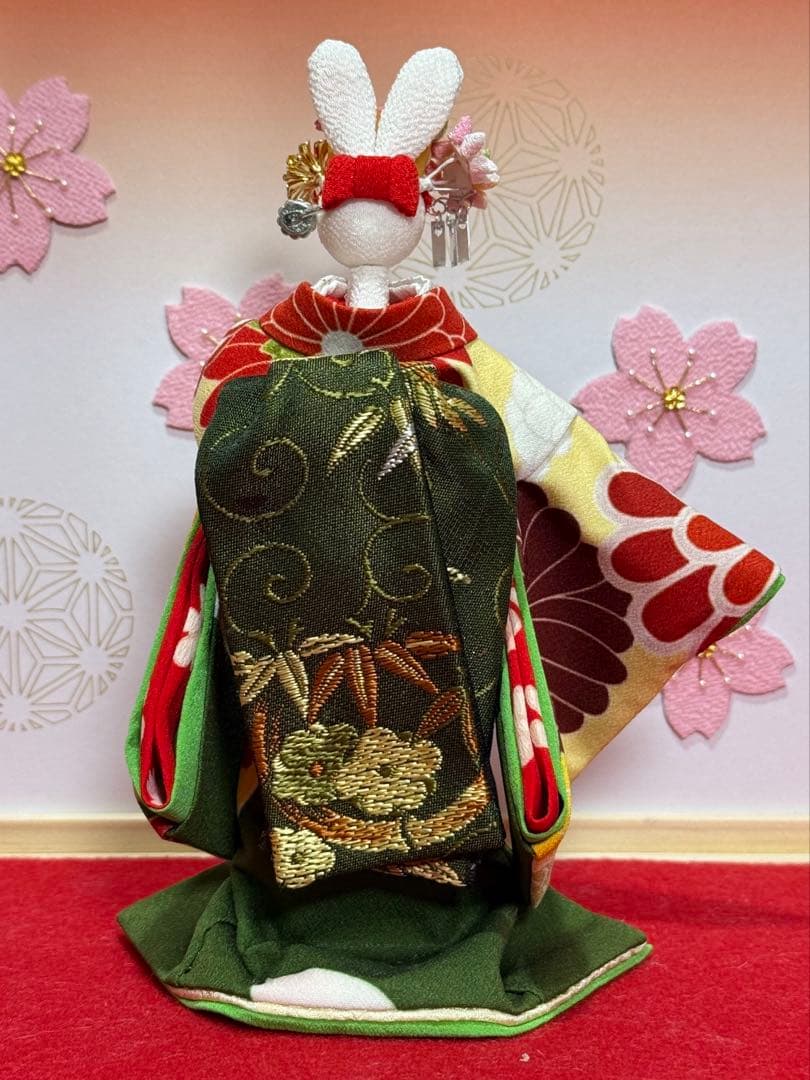 桜花の舞妓さん　創作ちりめんうさぎ人形　ちりめん人形