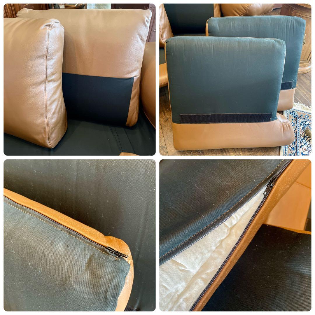 r128r125 イタリア レザーソファ クラシックなキャメルレザー 2人掛け