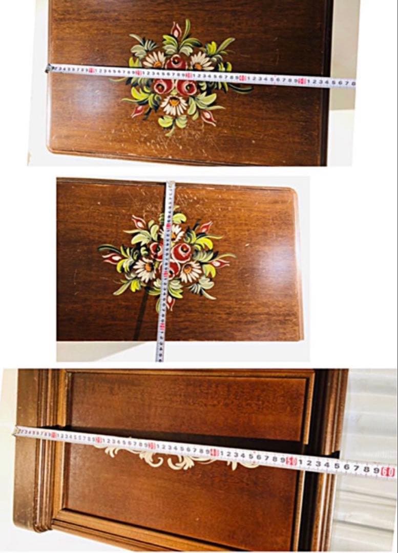 レトロ/アンティーク/ビンテージ◆木製３段チェスト◆薔薇トールペイント◆イタリア