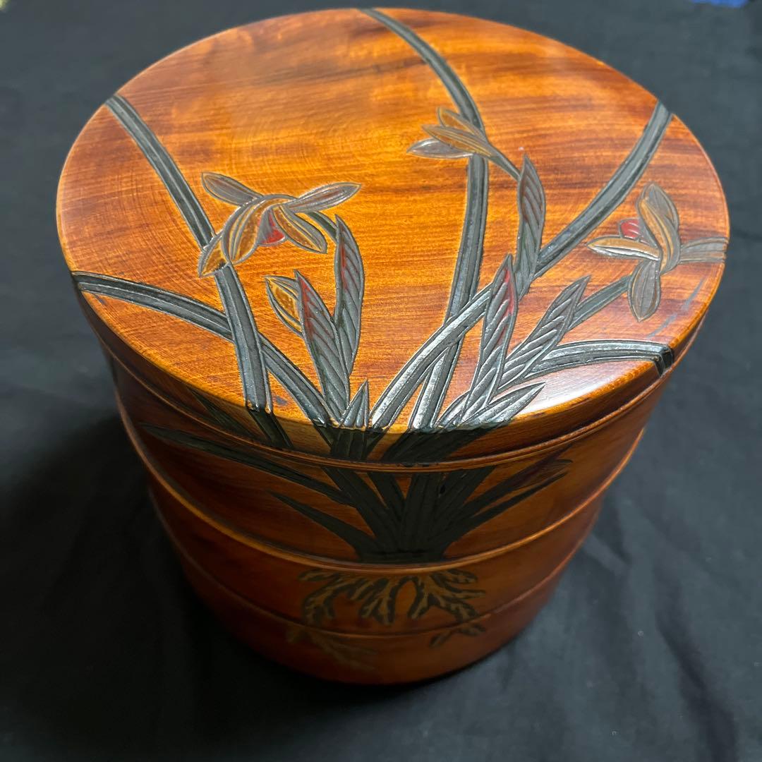 岡山　烏城彫　竹仙　3段重ね