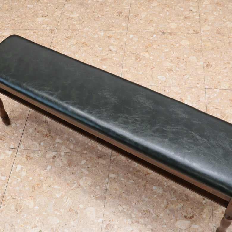 スリムスツールロング 棚付き 合皮 木製 英国 アンティーク オーク