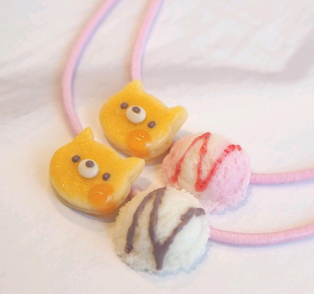 《ヘアゴム》ねこのパンケーキ　フェイクスイーツ