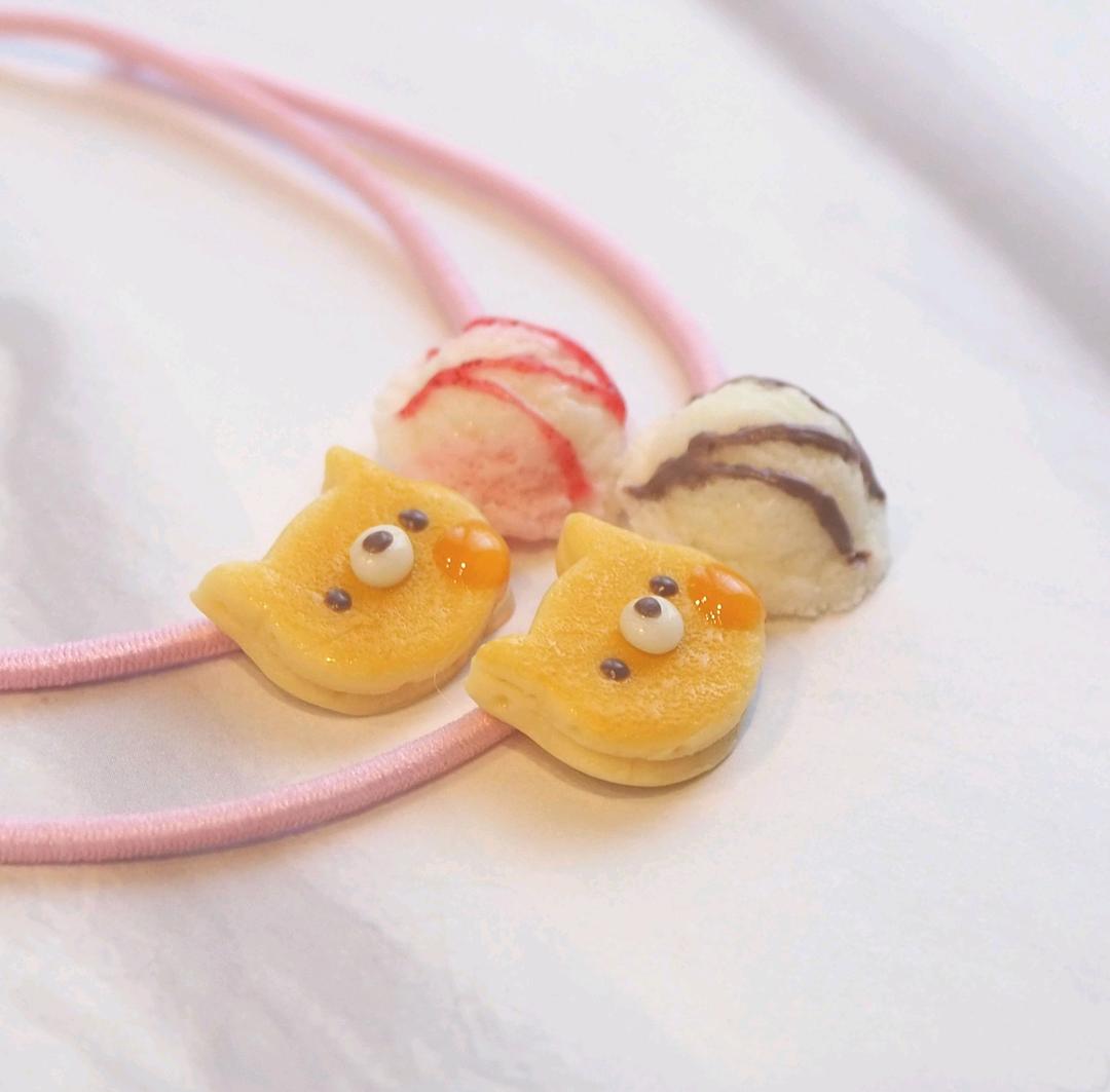 《ヘアゴム》ねこのパンケーキ　フェイクスイーツ