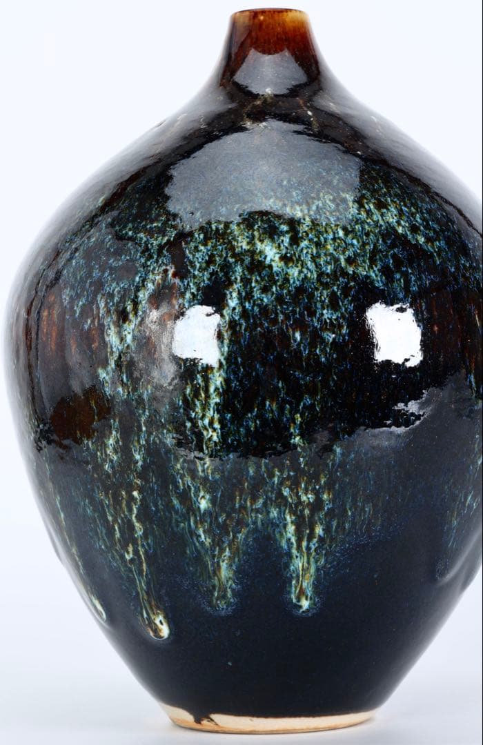 在銘 作家物 窯変釉 大壺 花瓶 共箱付 27cm 飾壺 美術工芸品 陶芸作品