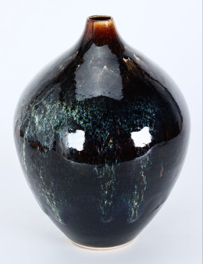 在銘 作家物 窯変釉 大壺 花瓶 共箱付 27cm 飾壺 美術工芸品 陶芸作品