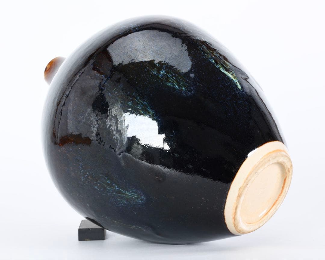 在銘 作家物 窯変釉 大壺 花瓶 共箱付 27cm 飾壺 美術工芸品 陶芸作品