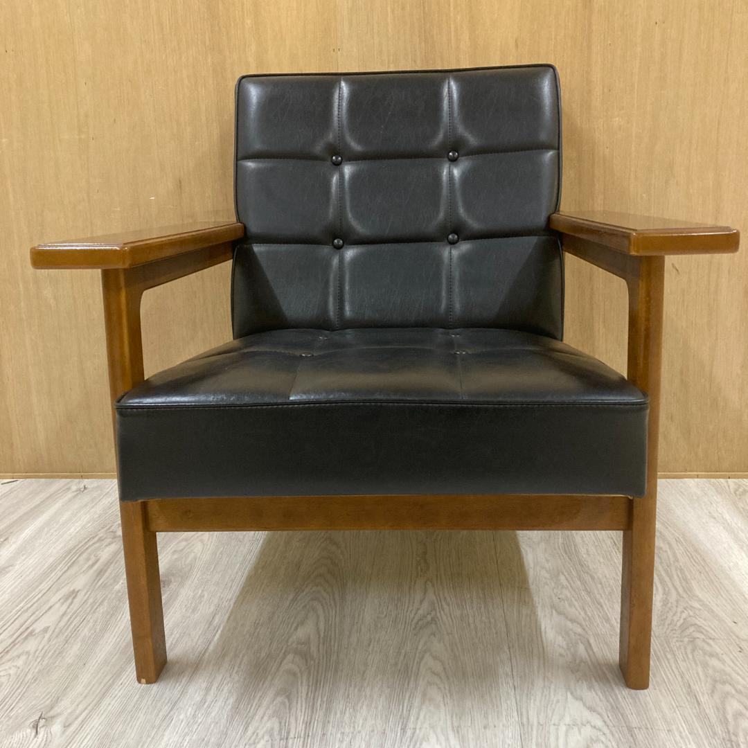 【カリモク】Kチェア スタンダードブラック ワイドアーム 1Pソファ B