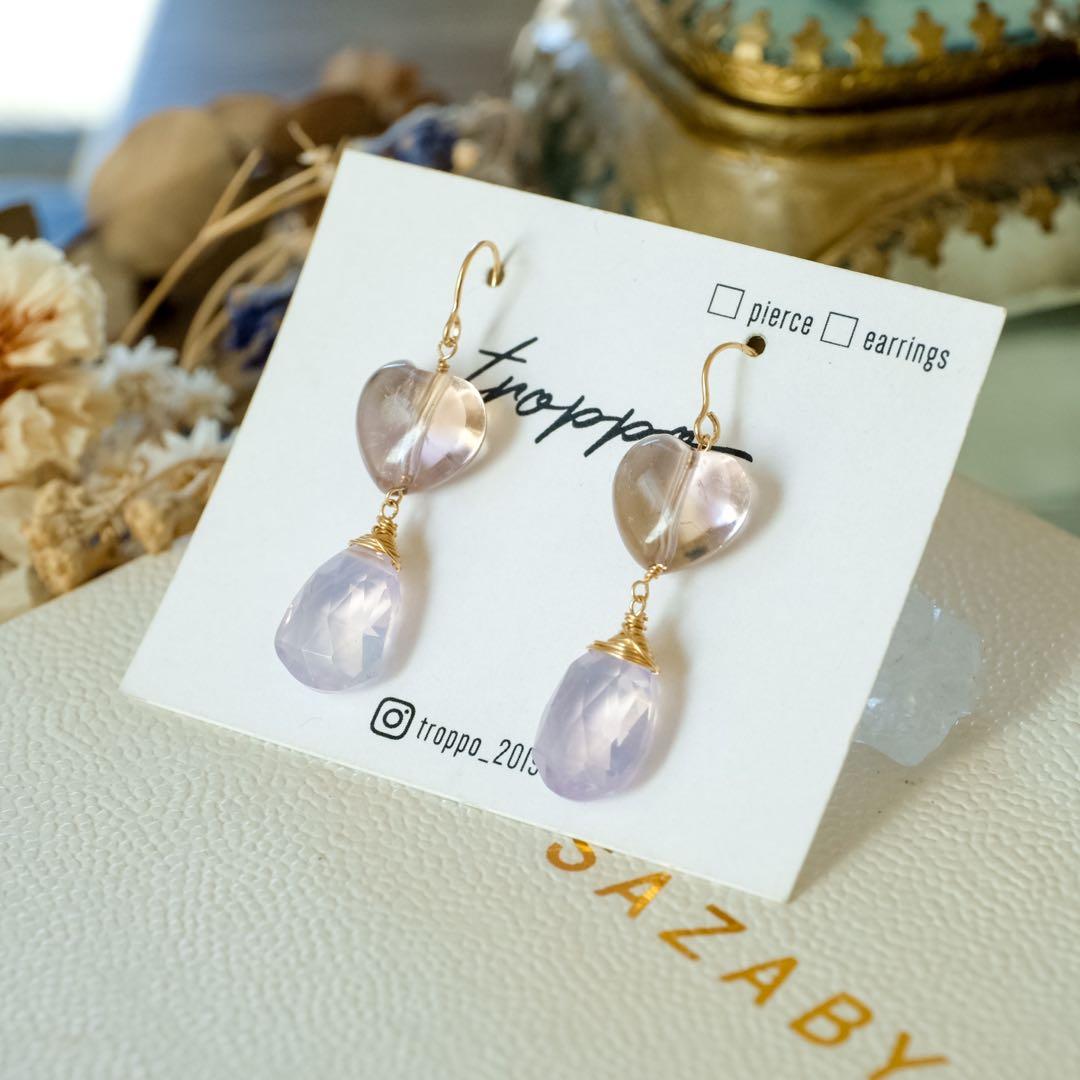 14kgfアメトリンハート・スコロライトピアス/イヤリング