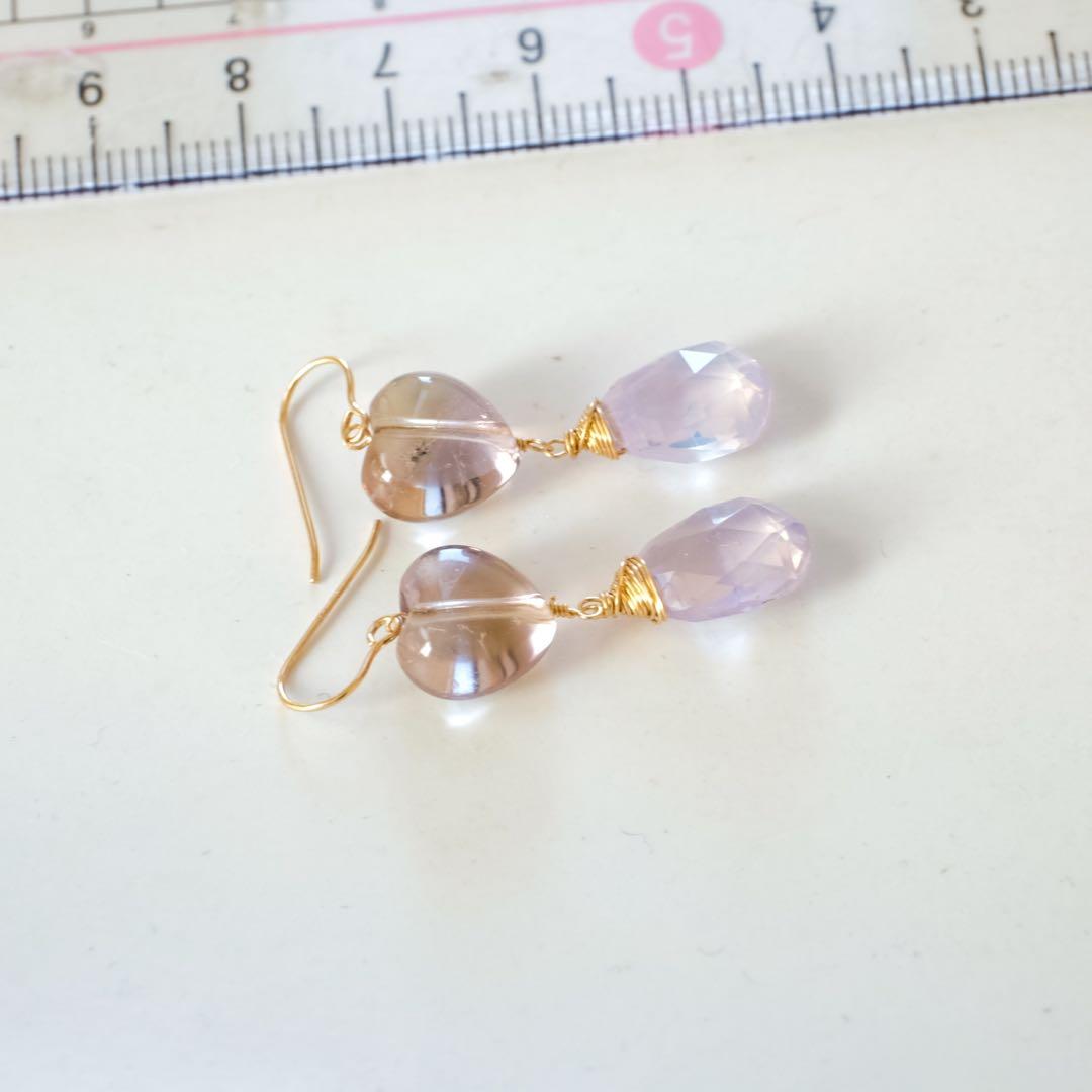 14kgfアメトリンハート・スコロライトピアス/イヤリング