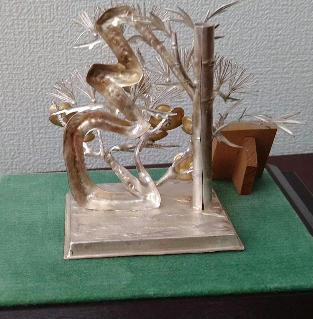 純銀製　松竹梅　嘉山作
