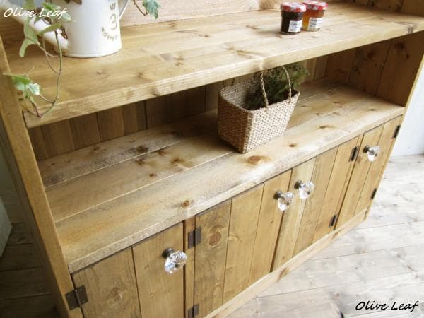 サイズ、デザインオーダー可！4扉ローキャビネット●ナチュラルブラウン●受注製作