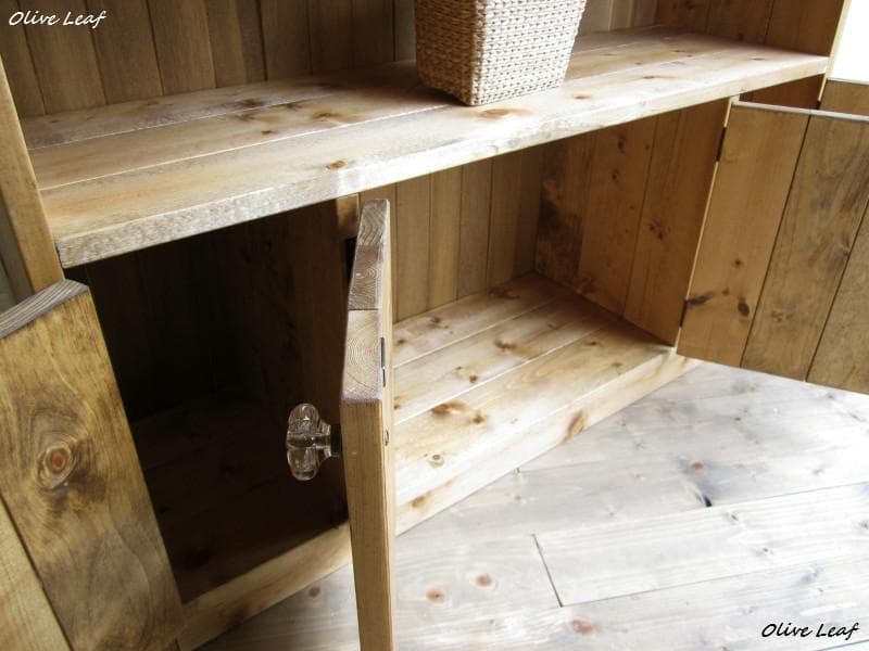 サイズ、デザインオーダー可！4扉ローキャビネット●ナチュラルブラウン●受注製作