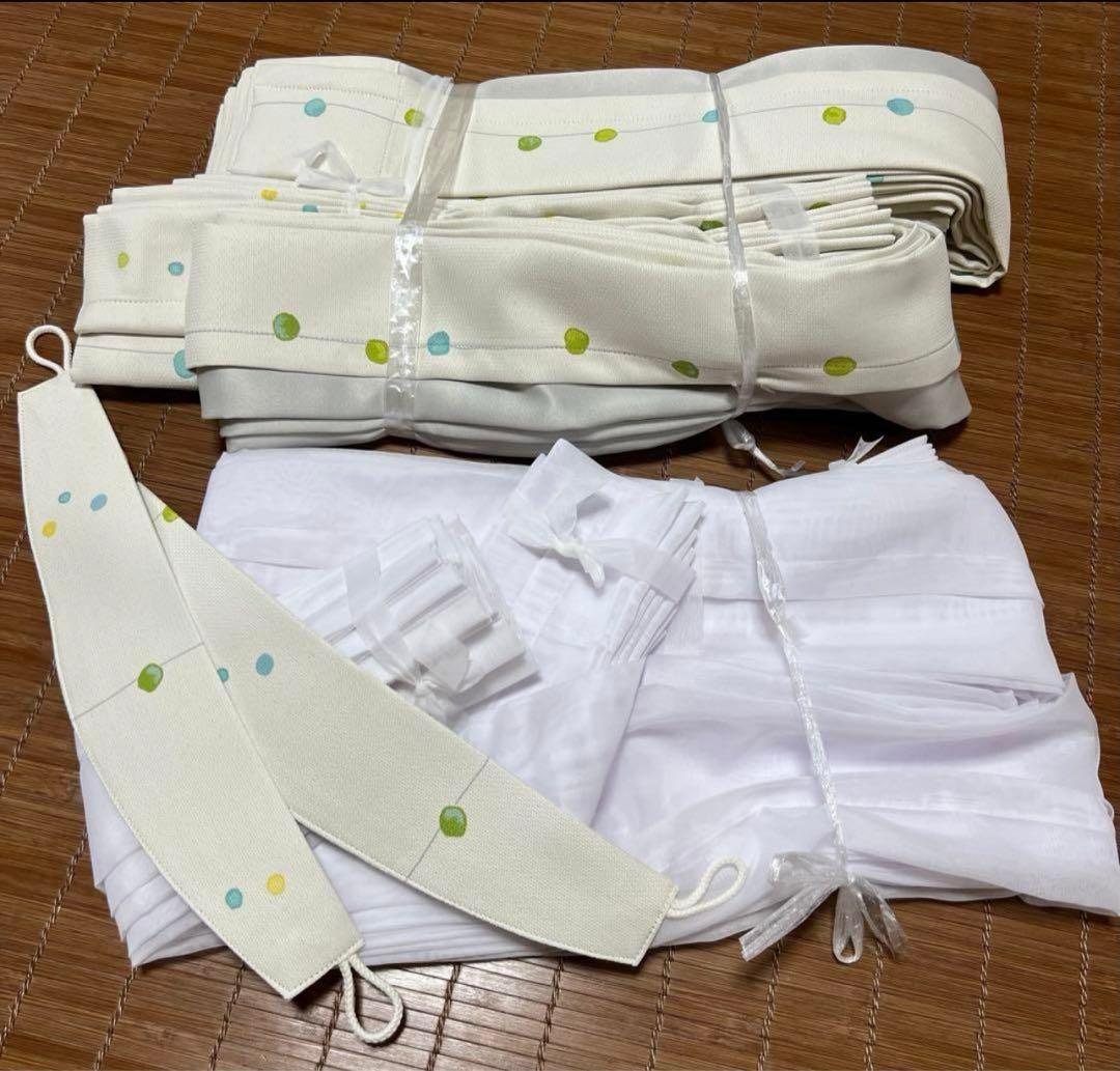 カーテン（オーダー品）三つ山2倍ヒダ　ドレープ、レース1セット　【未使用品】