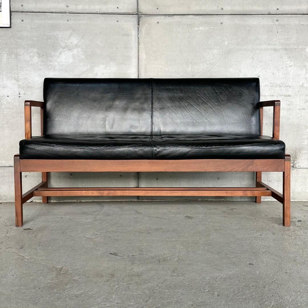 ♡天然革×ウォールナット♡ 2Pソファ 北欧ヴィンテージ シギヤマ家具工業