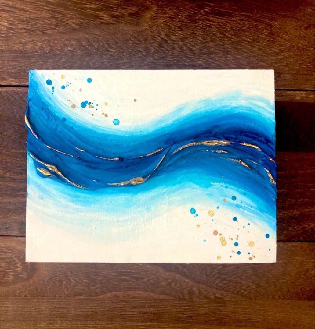 【送料込】インテリア/アートパネル/一点もの/海の絵/原画