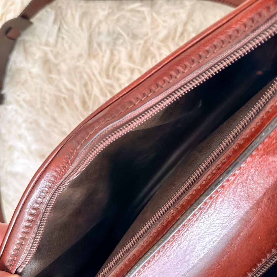 PAPINI 本革 ショルダーバッグ イタリア製 茶 カメラバッグ