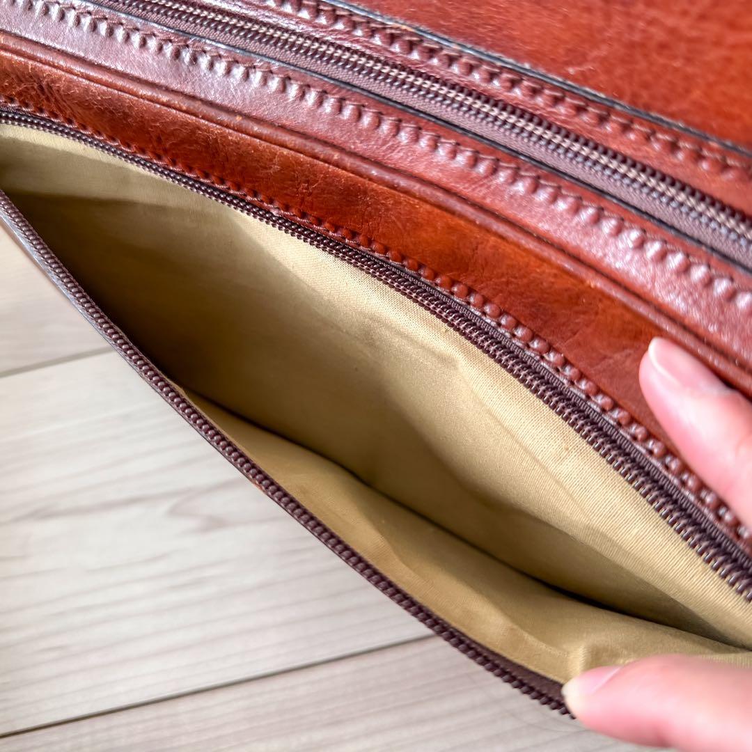 PAPINI 本革 ショルダーバッグ イタリア製 茶 カメラバッグ