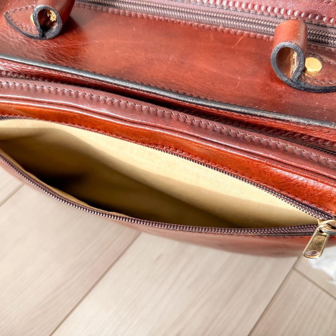 PAPINI 本革 ショルダーバッグ イタリア製 茶 カメラバッグ