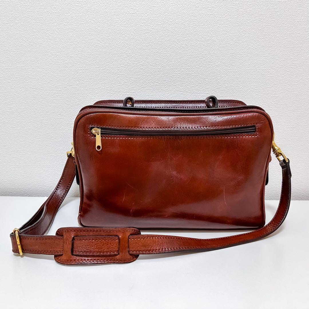 PAPINI 本革 ショルダーバッグ イタリア製 茶 カメラバッグ
