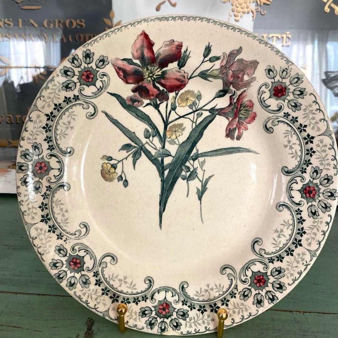 フランス アンティーク ショワジールロワ 切り花　平皿プレート【要確認】C