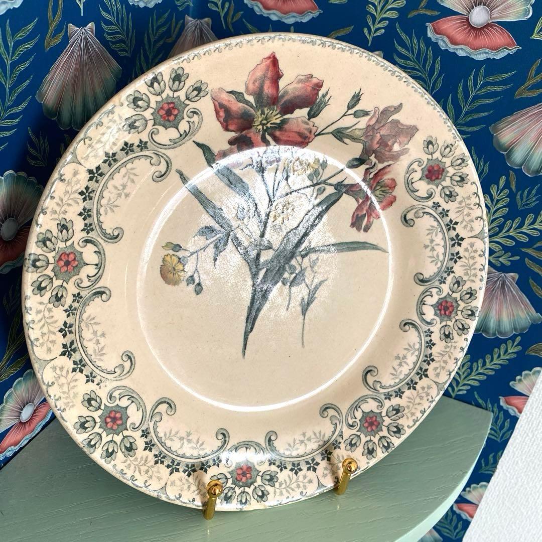 フランス アンティーク ショワジールロワ 切り花　平皿プレート【要確認】C