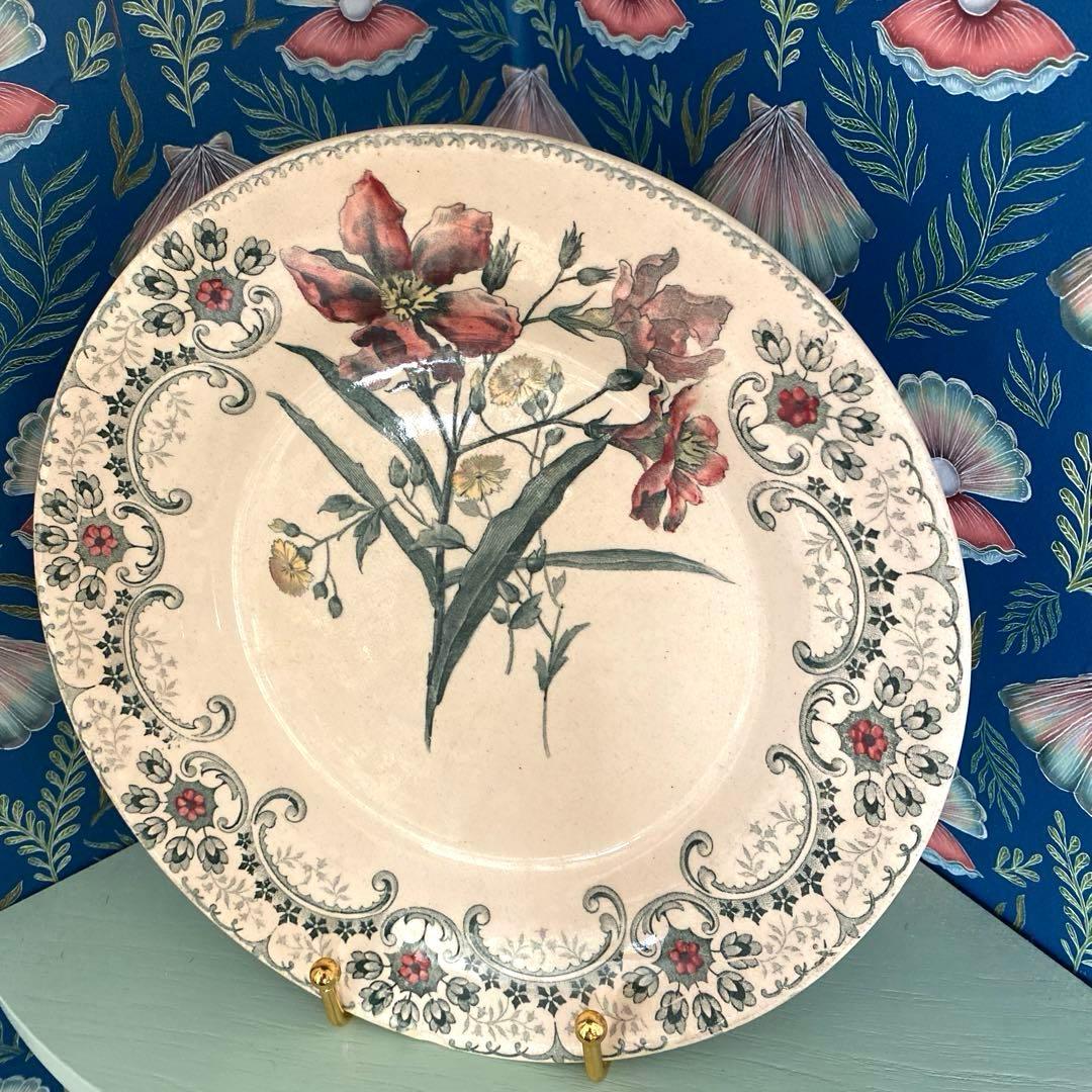 フランス アンティーク ショワジールロワ 切り花　平皿プレート【要確認】C