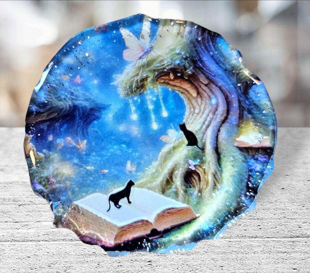 sale❤NO.948❤黒猫 幻想的❤レジンへアゴム ブローチ