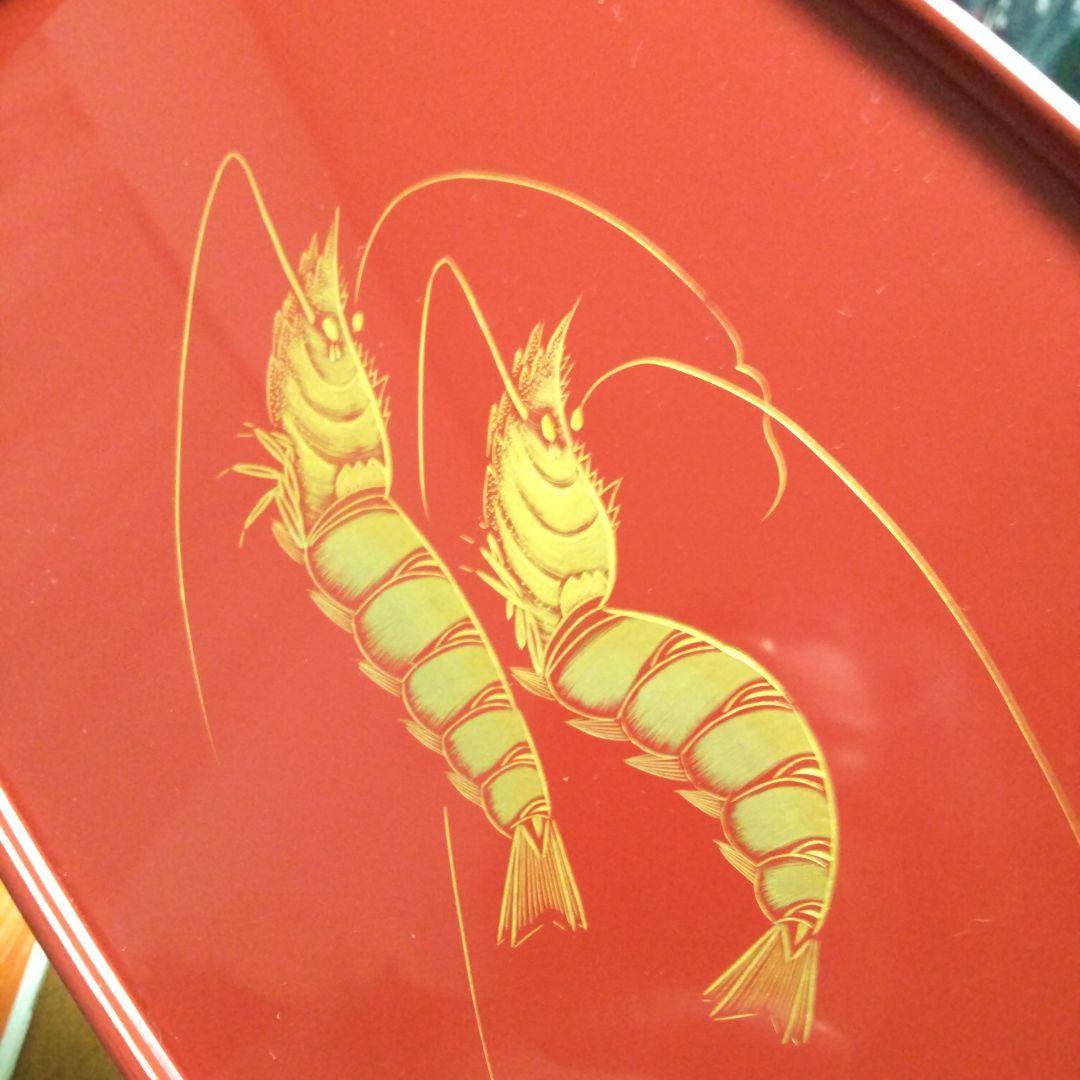 塩徳屋 寿司桶 赤 エビの絵柄