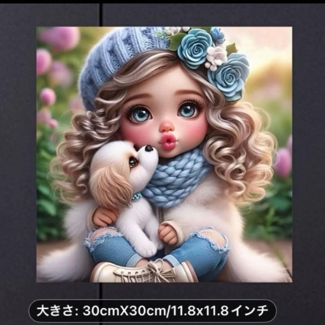 ★専用★女の子と犬のアートプリント ラウンドビーズ