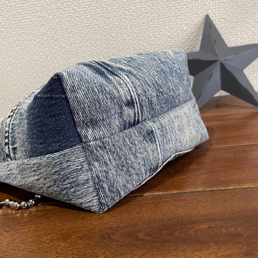 [581]デニム × ブラックボア ＊ 巾着バッグ