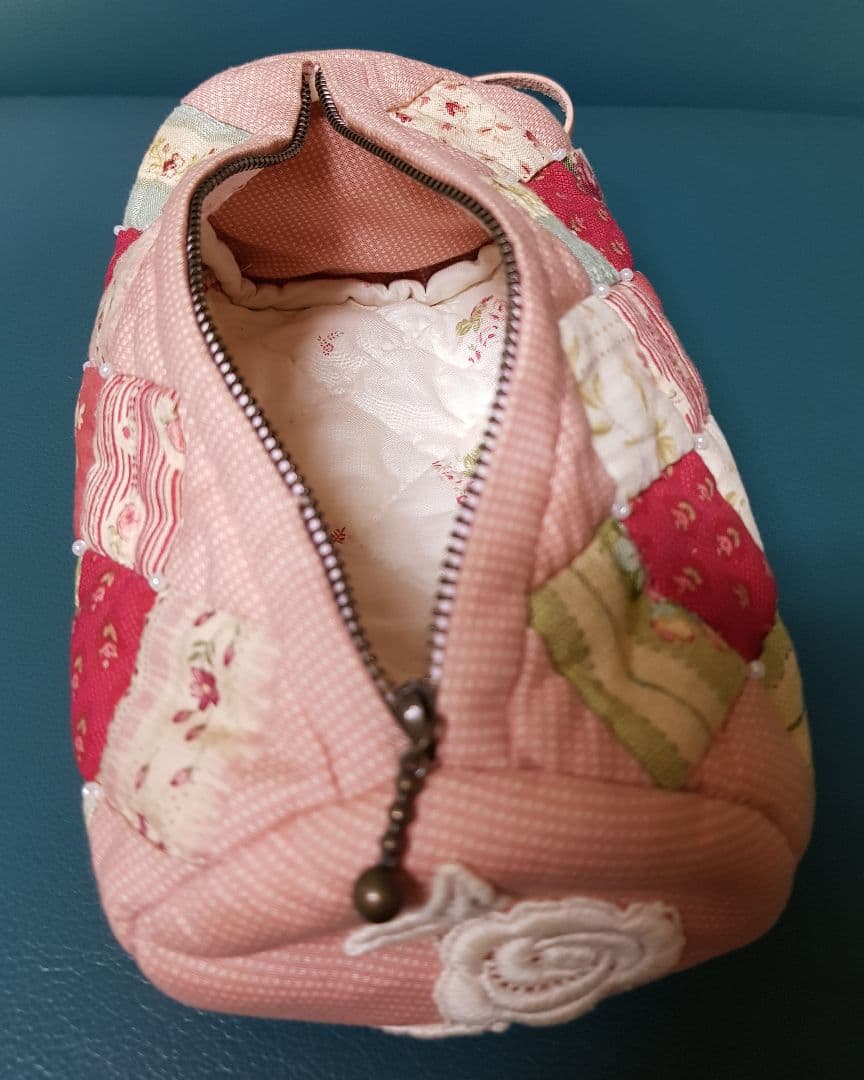ポーチ キルト ハンドメイド ピンク 手作り パッチワーク