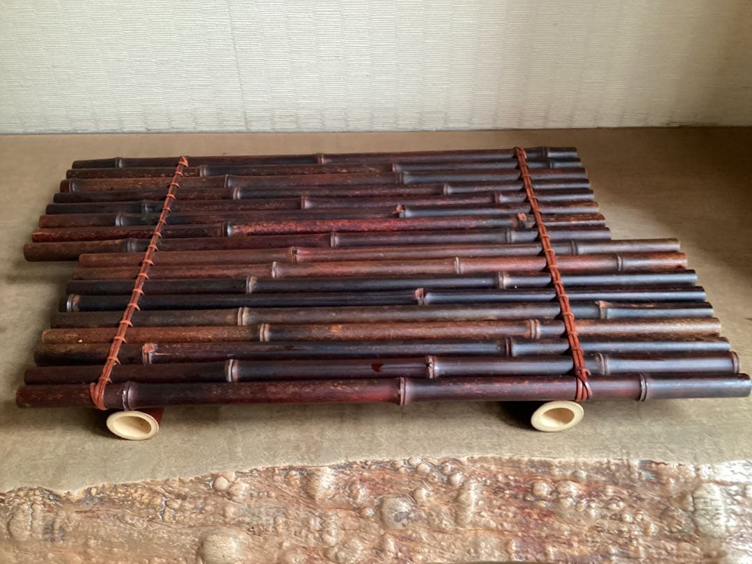 【極美品】職人の手作り黒竹盛台　大　1台　箱無し