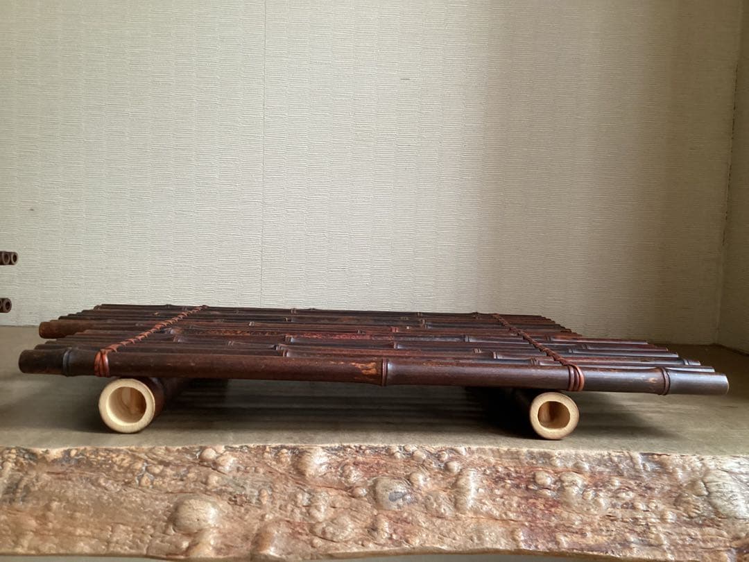 【極美品】職人の手作り黒竹盛台　大　1台　箱無し