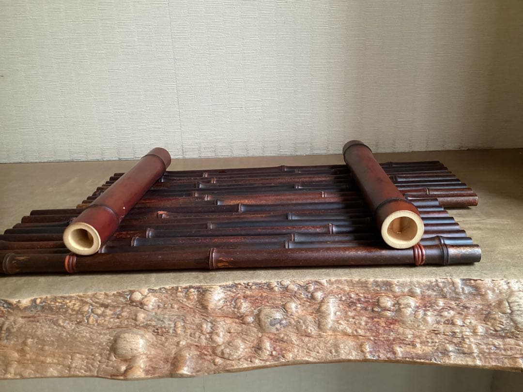 【極美品】職人の手作り黒竹盛台　大　1台　箱無し