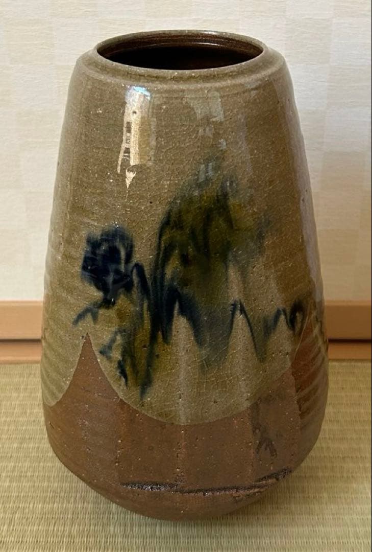 陶芸家 山口宏夢 作 花瓶 花入れ 共箱付 陶芸 在銘 美品 茶道具 華道具