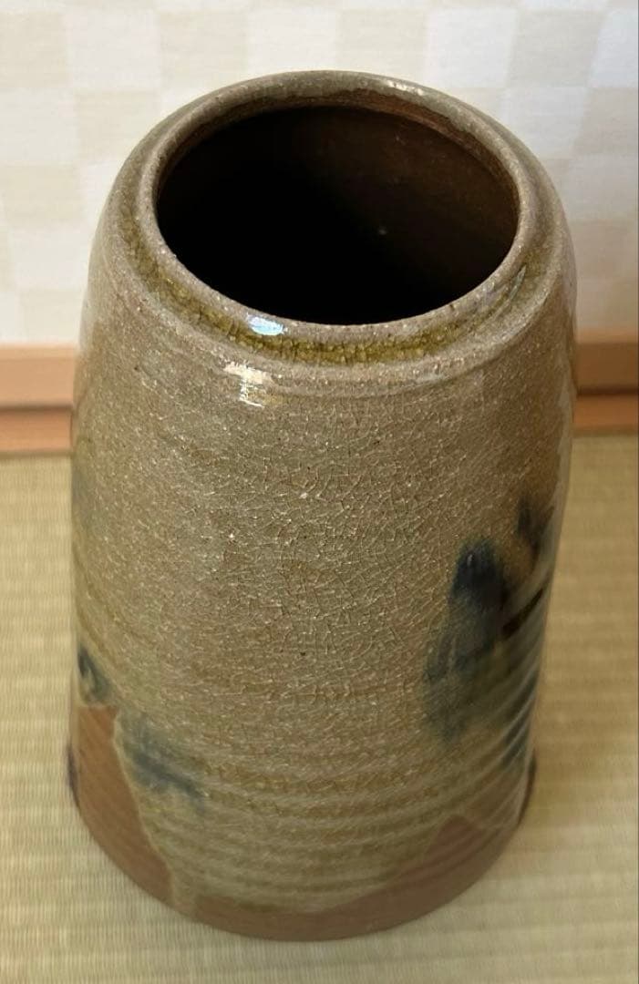 陶芸家 山口宏夢 作 花瓶 花入れ 共箱付 陶芸 在銘 美品 茶道具 華道具