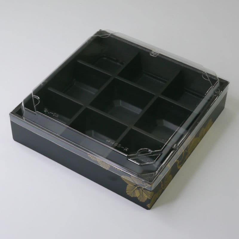 使い捨て弁当容器　HW-65E新琥珀松黒本体/蓋セット　60枚