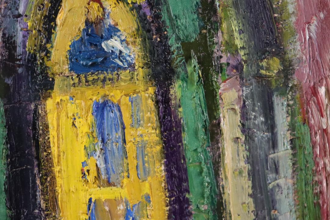 真作保証 田中忠雄 「シシリィーの聖堂」 油彩1号 行動美術協会創立会員