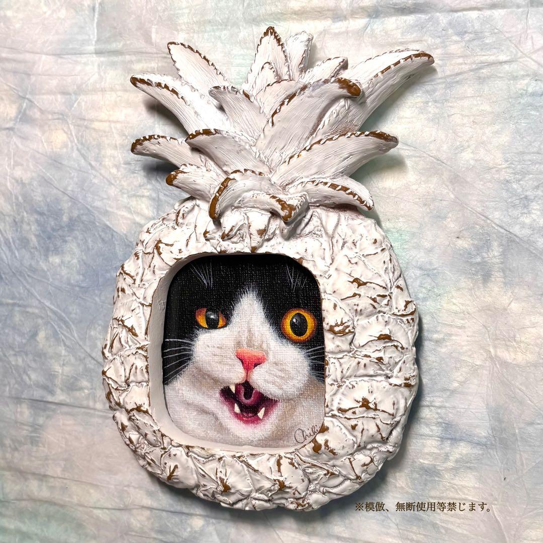 絵画 猫 猫の絵 白黒猫 ハチワレ ぶち猫 タキシード猫 猫雑貨 原画 黒白猫