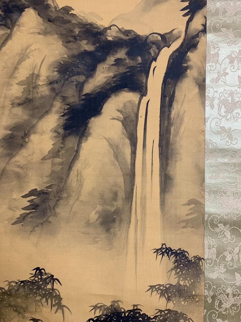 南海 山水図 絹本 肉筆 掛軸 南画家 中国画 828
