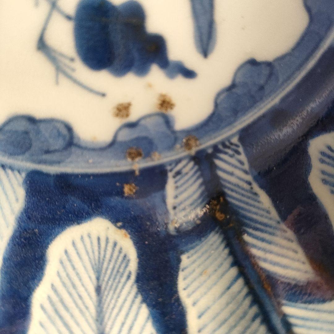 A1349-4/古伊万里染付雲鶴文輪花皿8客/銘々皿/飾鉢/盛鉢/懐石道具/