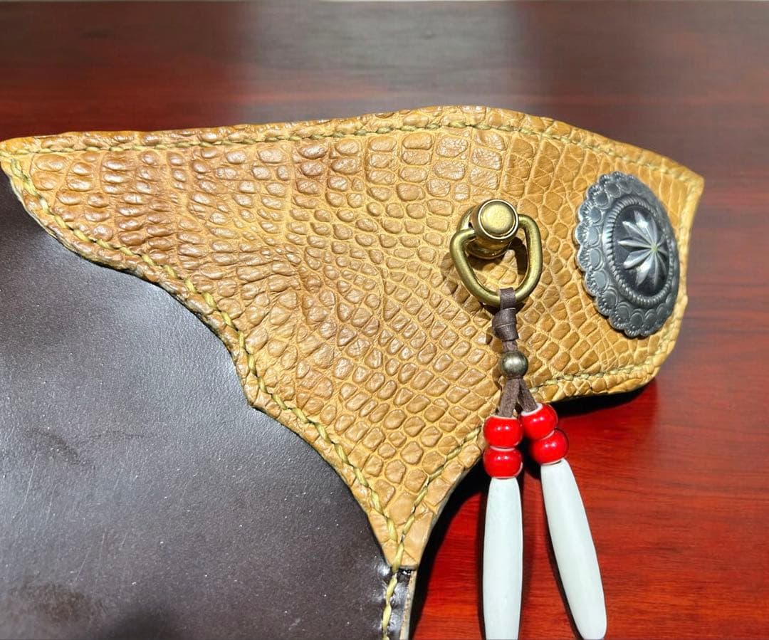 Gravy Leather クロコダイル 長財布 一点モノ 総手縫い バイカー